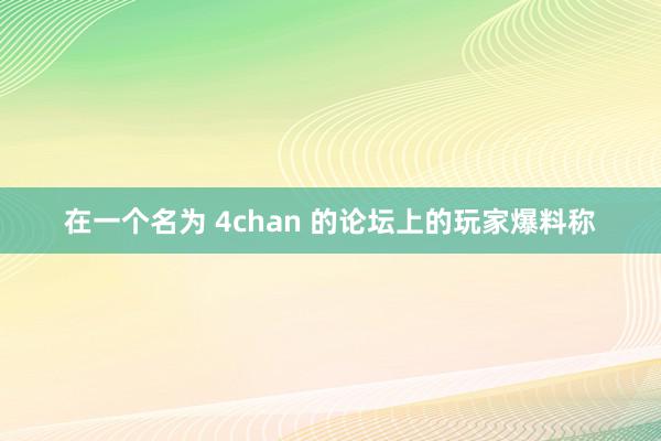 在一个名为 4chan 的论坛上的玩家爆料称