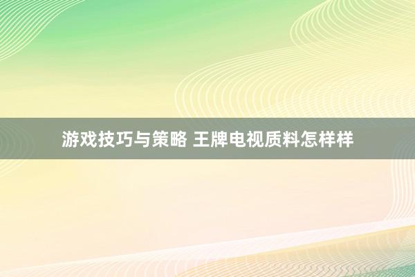 游戏技巧与策略 王牌电视质料怎样样