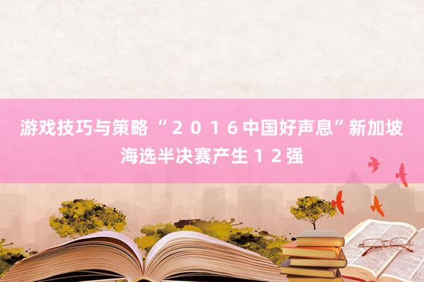 游戏技巧与策略 “２０１６中国好声息”新加坡海选半决赛产生１２强