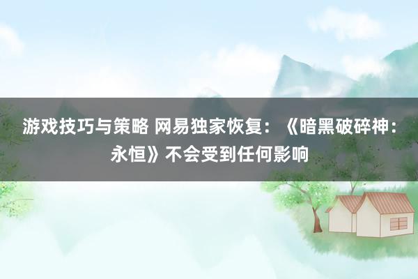 游戏技巧与策略 网易独家恢复：《暗黑破碎神：永恒》不会受到任何影响