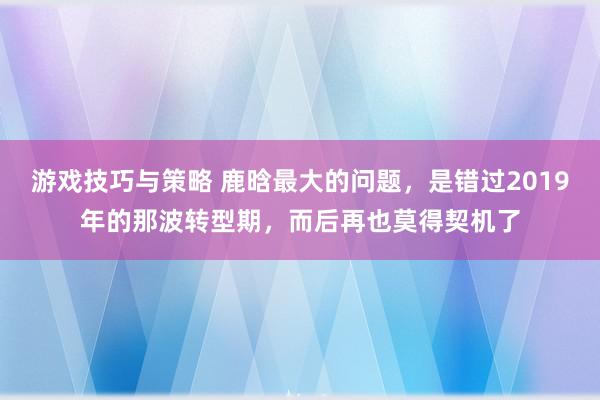 游戏技巧与策略 鹿晗最大的问题，是错过2019年的那波转型期，而后再也莫得契机了