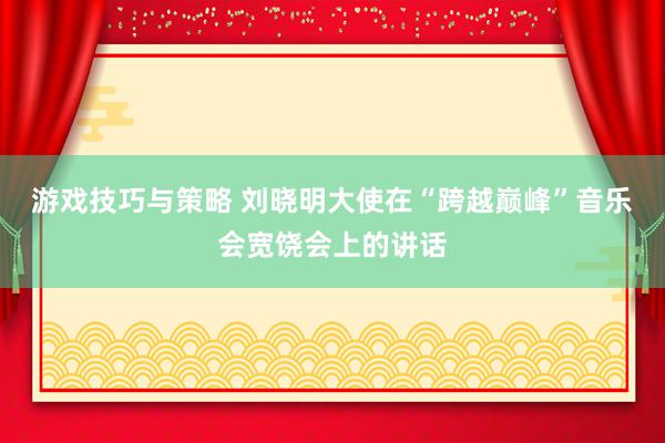 游戏技巧与策略 刘晓明大使在“跨越巅峰”音乐会宽饶会上的讲话