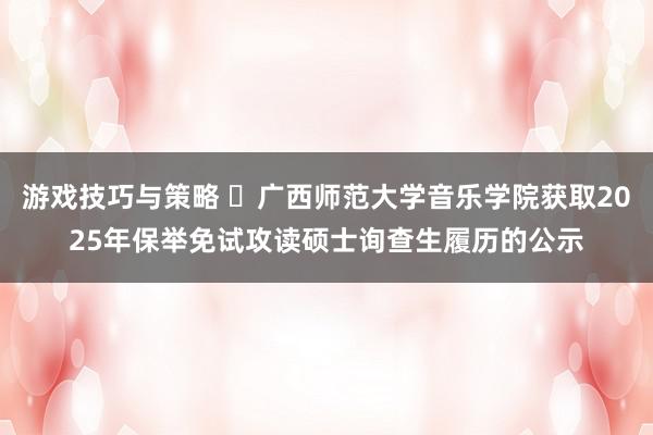 游戏技巧与策略 ​广西师范大学音乐学院获取2025年保举免试攻读硕士询查生履历的公示