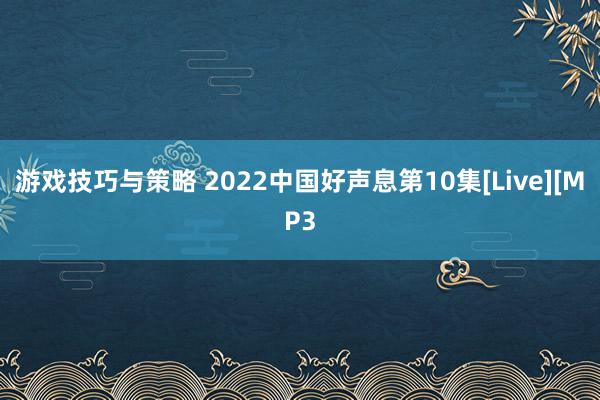 游戏技巧与策略 2022中国好声息第10集[Live][MP3