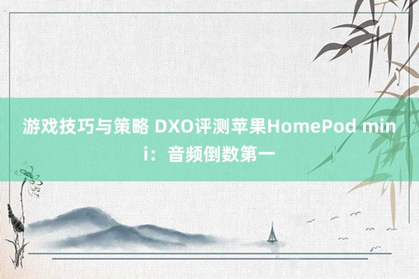 游戏技巧与策略 DXO评测苹果HomePod mini：音频倒数第一