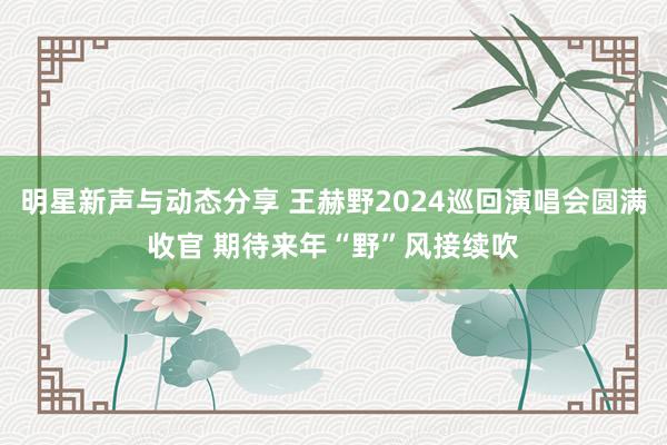 明星新声与动态分享 王赫野2024巡回演唱会圆满收官 期待来年“野”风接续吹