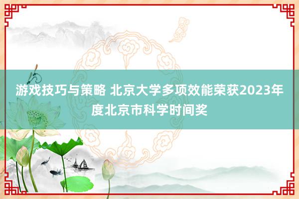 游戏技巧与策略 北京大学多项效能荣获2023年度北京市科学时间奖